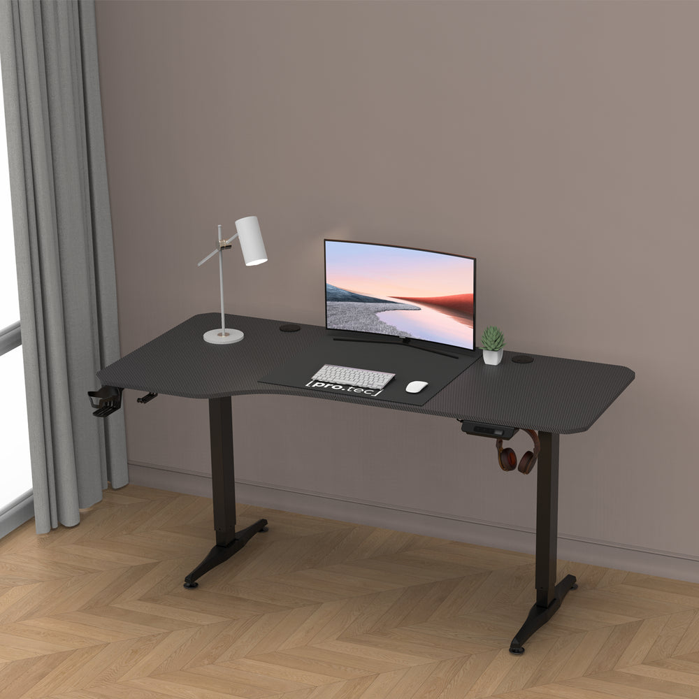 In hoogte verstelbaar bureau Oxnard elektrisch 160x75cm in verschillende kleuren [pro.tec] - premiumXL