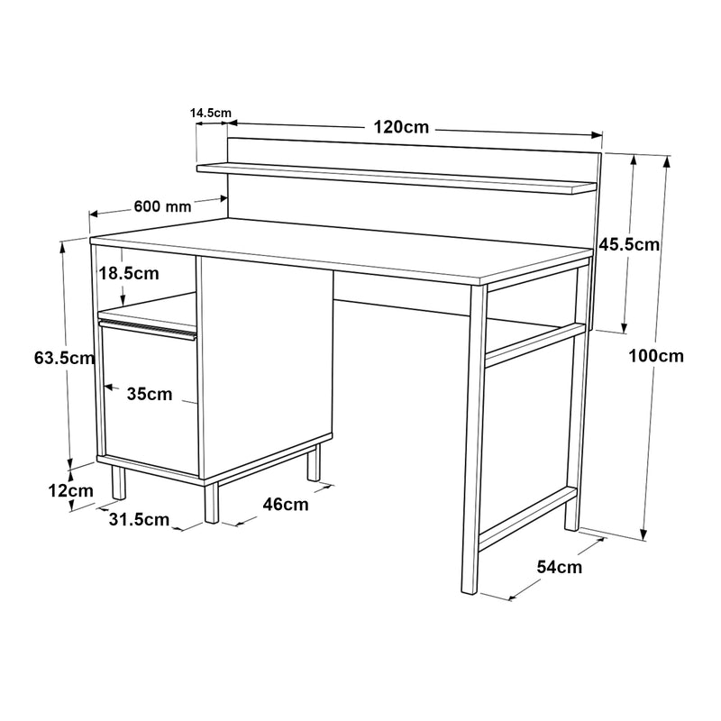Maatschets Bureau Fajaarire 120x60x100 cm [en.casa]
