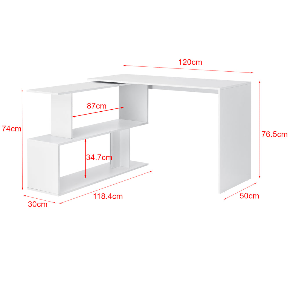 Schreibtisch Arendal met rek L - vormig donkergrijs/wit en.casa - premiumXL