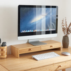 Monitorstandaard Hallstahammar 56x18x9,5 cm Bamboe [en.casa] - premiumXL