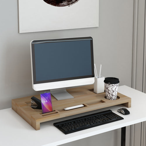 [en.casa] Monitorstandaard Ringsted verhoger 5x54x30 cm houtkleurig