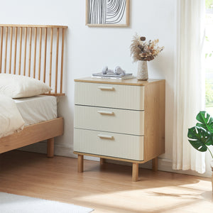 Commode Ferrersp 70x60x40 cm eikenkleurig havermout en naturel [en.casa]