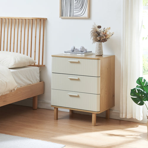 Commode Ferrersp 70x60x40 cm eikenkleurig havermout en naturel [en.casa]