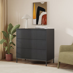 Ladekast Nykapin commode met 3 lades 80x80x40 cm zwart [en.casa] 