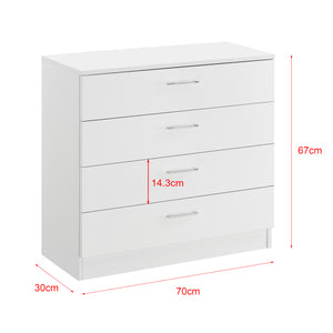 Ladekast commode met 4 lades 67x70x30 cm - verschillende kleuren