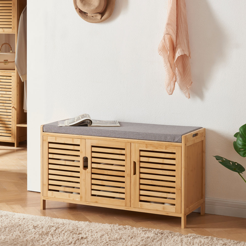 Schuhschrank Selk met zitvlak bamboe [en.casa] - premiumXL
