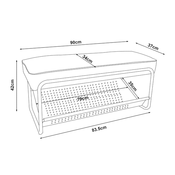 Schoenenbank Lillehammer 90x37x42 cm [en.casa]