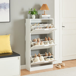 Schoenenkast Vesilahti met vouwdeuren wit [en.casa]