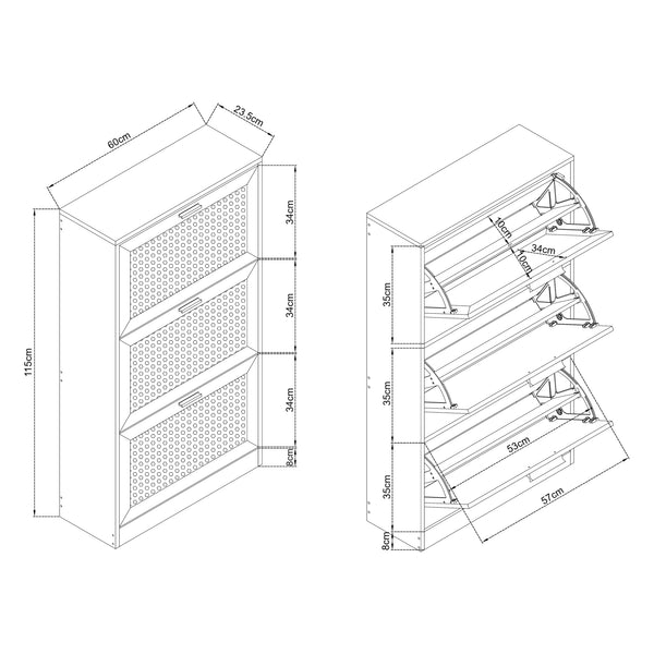 Schoenenkast Vesilahti met vouwdeuren wit [en.casa]