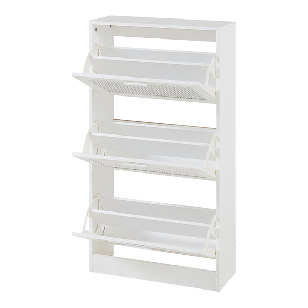 Schoenenkast Vesilahti met vouwdeuren wit [en.casa]