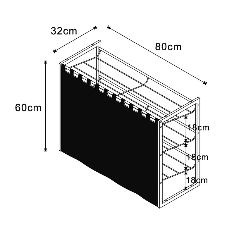 Maatschets Schoenenrek Sel 80x32x60 cm zwart [en.casa]