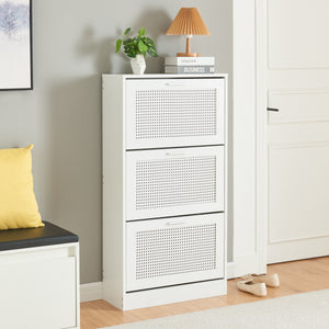 Schoenenkast Vesilahti met vouwdeuren wit [en.casa]