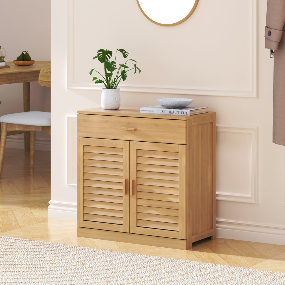Schoenenkast Aarela 67x66x34 cm Bamboe [en.casa]