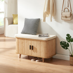 Schoenenkast Tvedestrand met zitkussen 50x80x40 cm naturel en beige [en.casa]