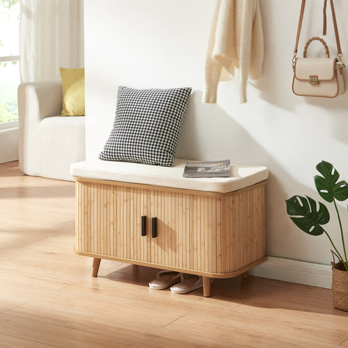 Schoenenkast Tvedestrand met zitkussen 50x80x40 cm naturel en beige [en.casa]