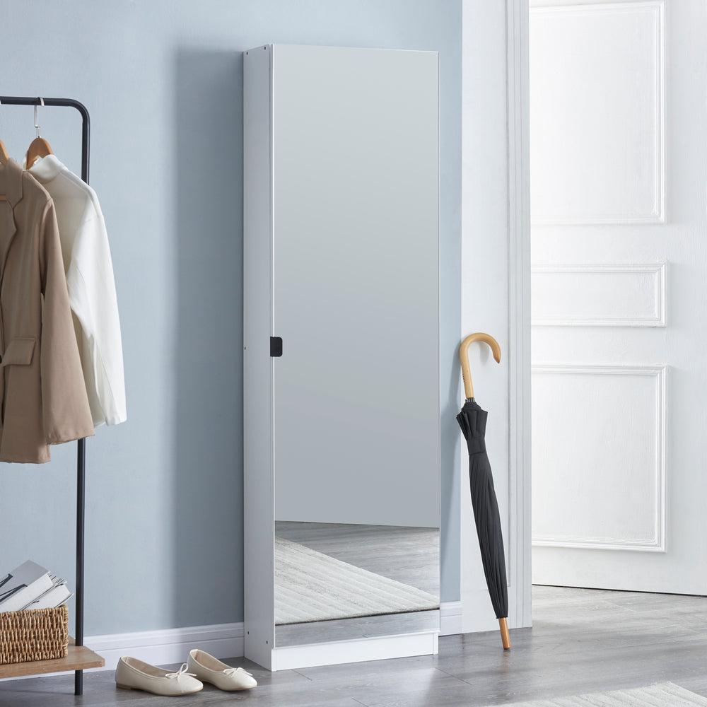 Schoenenkast Meura 160x48x20cm met spiegel Wit [en.casa] - premiumXL