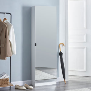 Schoenenkast Meura 160x48x20cm met spiegel Wit [en.casa] - premiumXL