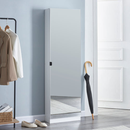 Schoenenkast Meura 160x48x20cm met spiegel Wit [en.casa] - premiumXL