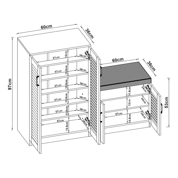 Schoenenkast Løten 97x120x36 cm wengé [en.casa]