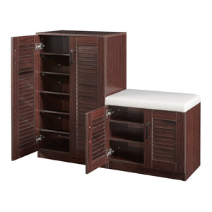 Schoenenkast Løten 97x120x36 cm wengé [en.casa]