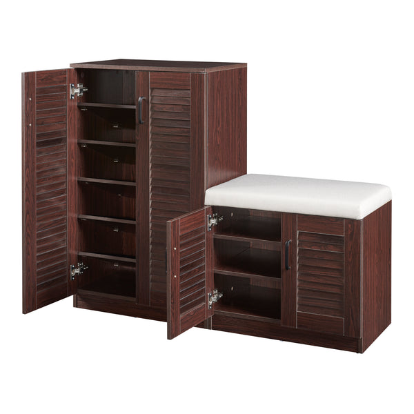 Schoenenkast Løten 97x120x36 cm wengé [en.casa]