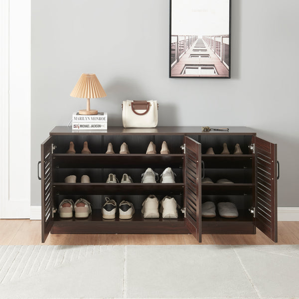 Schoenenkast Løten 62x125x36 cm wengé [en.casa]