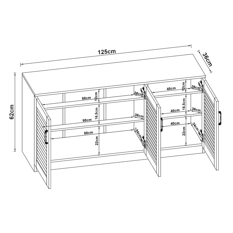 Maatschets Schoenenkast Løten 62x125x36 cm wengé [en.casa]