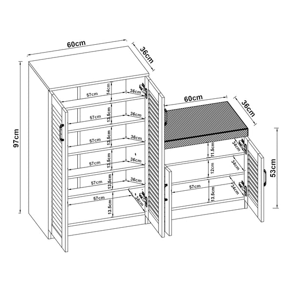 Schoenenkast Løten 97x120x36 cm eikenkleurig [en.casa]