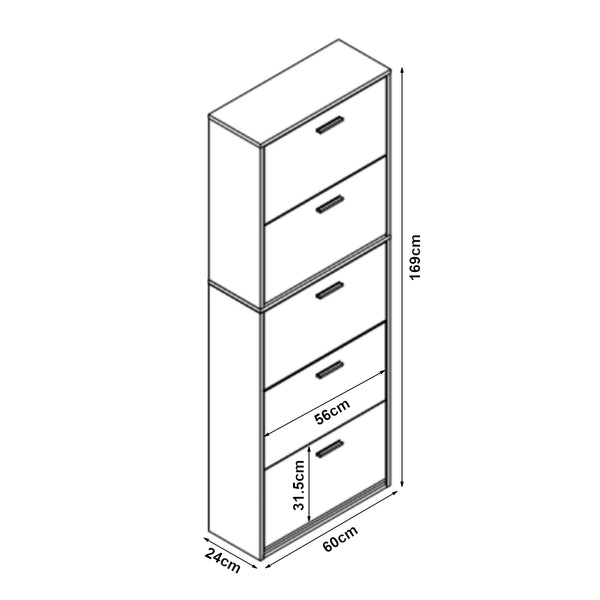 Schoenenkast Sykkylven kleppen met bovenblad [en.casa]