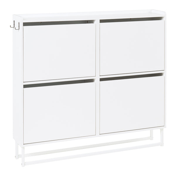 Schoenenkast Ylitornio met 4 vouwdeuren 91,5x100x19 cm wit [en.casa]