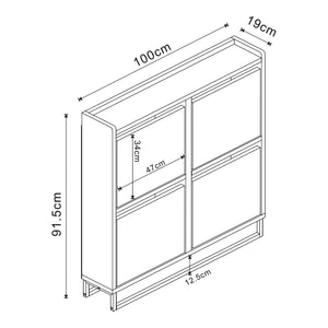 Schoenenkast Ylitornio met 4 vouwdeuren 91,5x100x19 cm wit [en.casa]