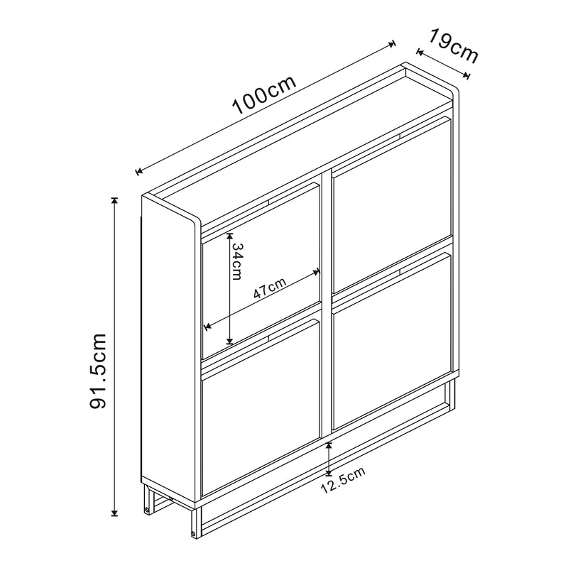 Maatschets Schoenenkast Ylitornio met 4 vouwdeuren 91,5x100x19 cm wit [en.casa]
