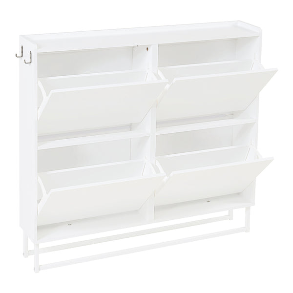 Schoenenkast Ylitornio met 4 vouwdeuren 91,5x100x19 cm wit [en.casa]