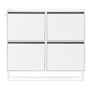 Schoenenkast Ylitornio met 4 vouwdeuren 91,5x100x19 cm wit [en.casa]