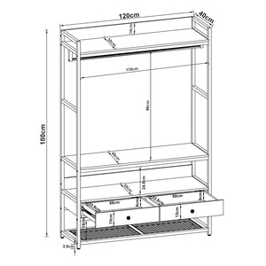 Kledingrek Isen 180x120x40 cm [en.casa]