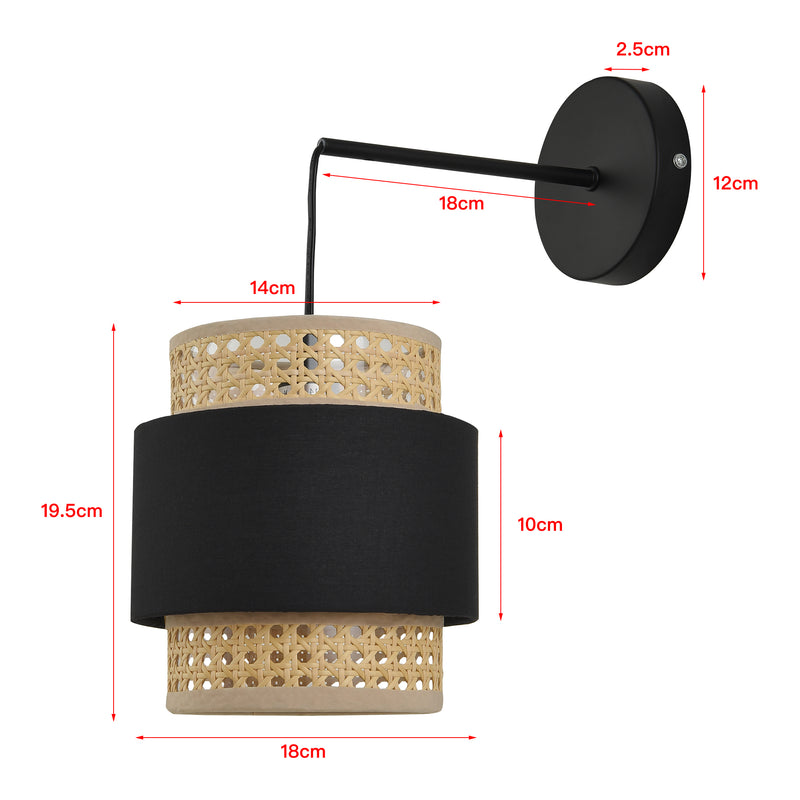 Maatschets Wandlamp set van 1/2/3 Southampton 36x30x18 cm E14 zwart en beige lux.pro