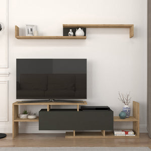 Tv-meubelset Liksefte met wandrek 154x28x42 cm [en.casa]