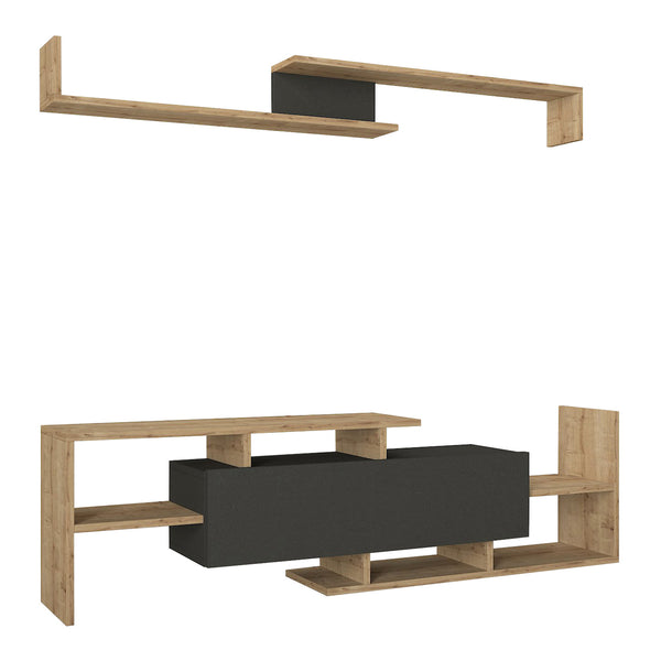 Tv-meubelset Liksefte met wandrek 154x28x42 cm [en.casa]