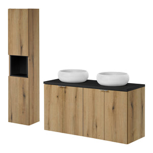 Wastafelonderkast met wastafel Newport met deuren [en.casa]