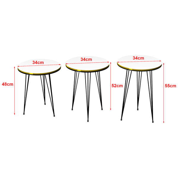 [en.casa] Bijzettafel Ry set van 3 rond - 6 varianten