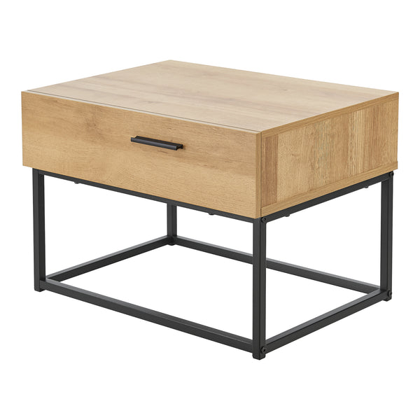 [en.casa] Nachtkastje Lavangen met lade 39x55x40 cm eiken en zwart - 2 varianten