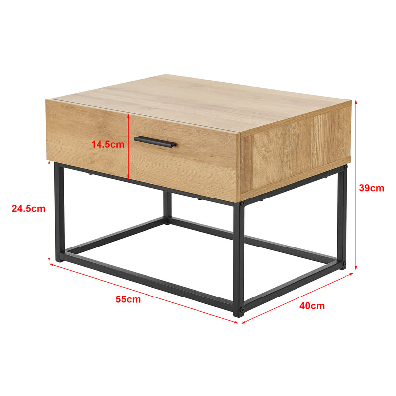 Maatschets [en.casa] Nachtkastje Lavangen met lade 39x55x40 cm eiken en zwart - 2 varianten