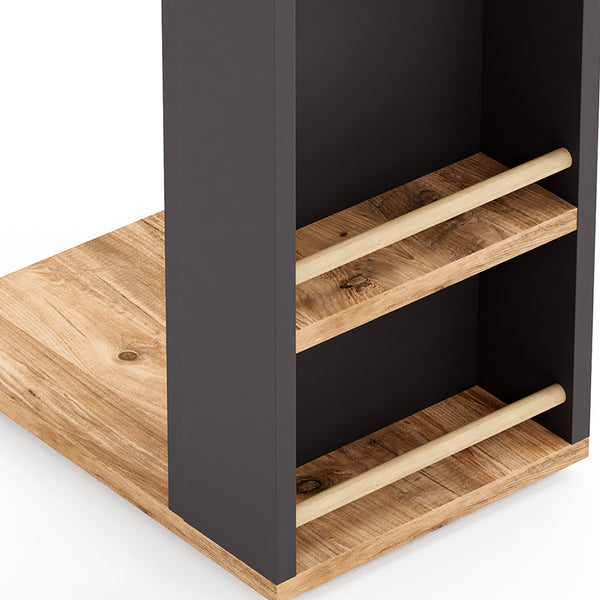 [en.casa] Bijzettafel Siikainen laptoptafel met horizontale spijlen en wielen 44x29x65 cm - 3 varianten