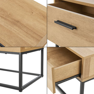 [en.casa] Nachtkastje Lavangen met lade 39x55x40 cm eiken en zwart - 2 varianten