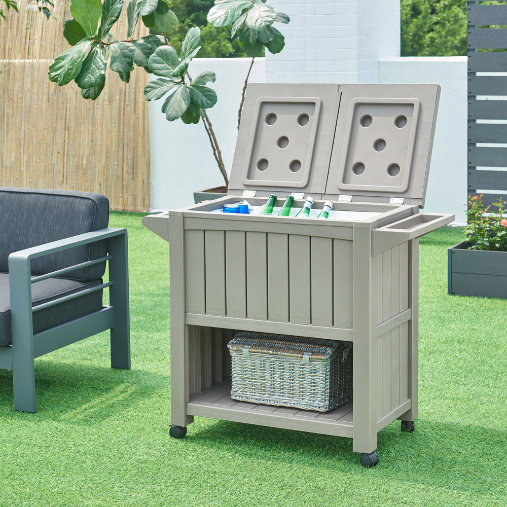 Trolley Arsita serveerwagen voor buiten 102x47x87 cm beige en houtkleurig casa.pro