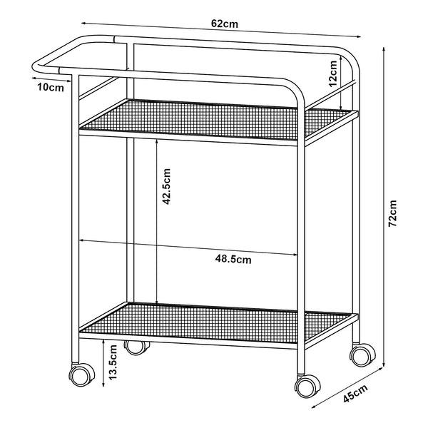 [en.casa] Keukentrolley Hole 72x62x45 cm metaal - 2 varianten