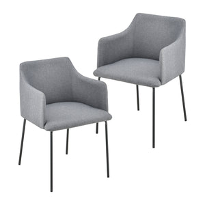 [en.casa] Fauteuil eetkamerstoel Krakau set van 2 donkergrijs zwart