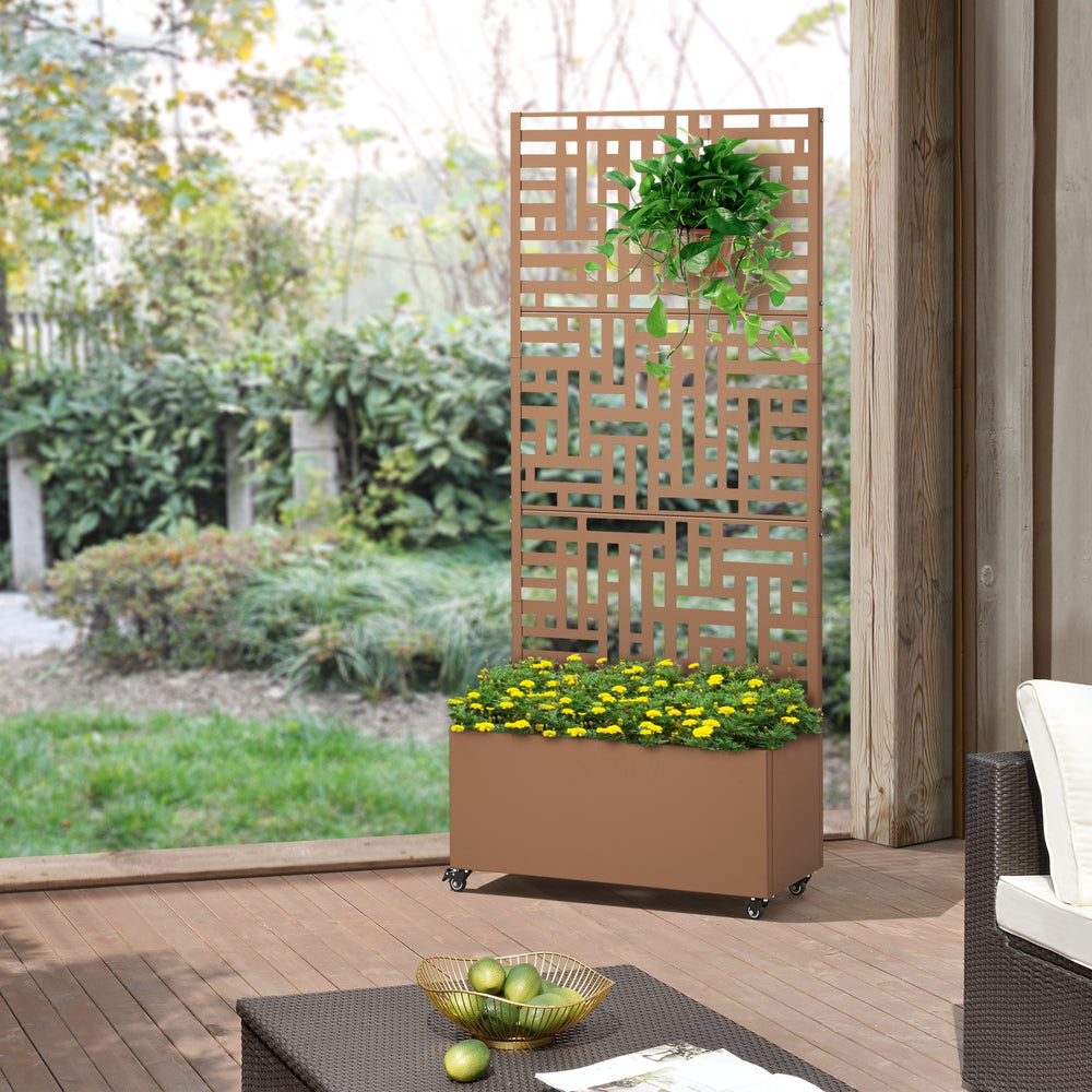 Tuinscherm Bernalda met plantenbak op wielen casa.pro