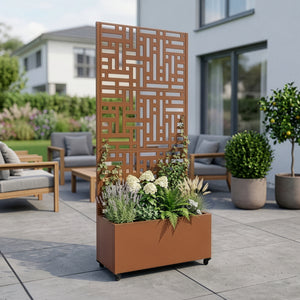 Tuinscherm Bernalda met plantenbak op wielen casa.pro