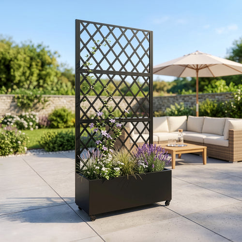 Roomdivider Malja met plantenbak 190x82x38 cm zwart casa.pro